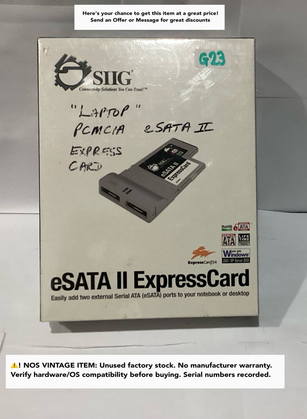 SIIG eSATA II ExpressCard Laptop Adapter Dual External Ports 3Gbps Vintage NOS