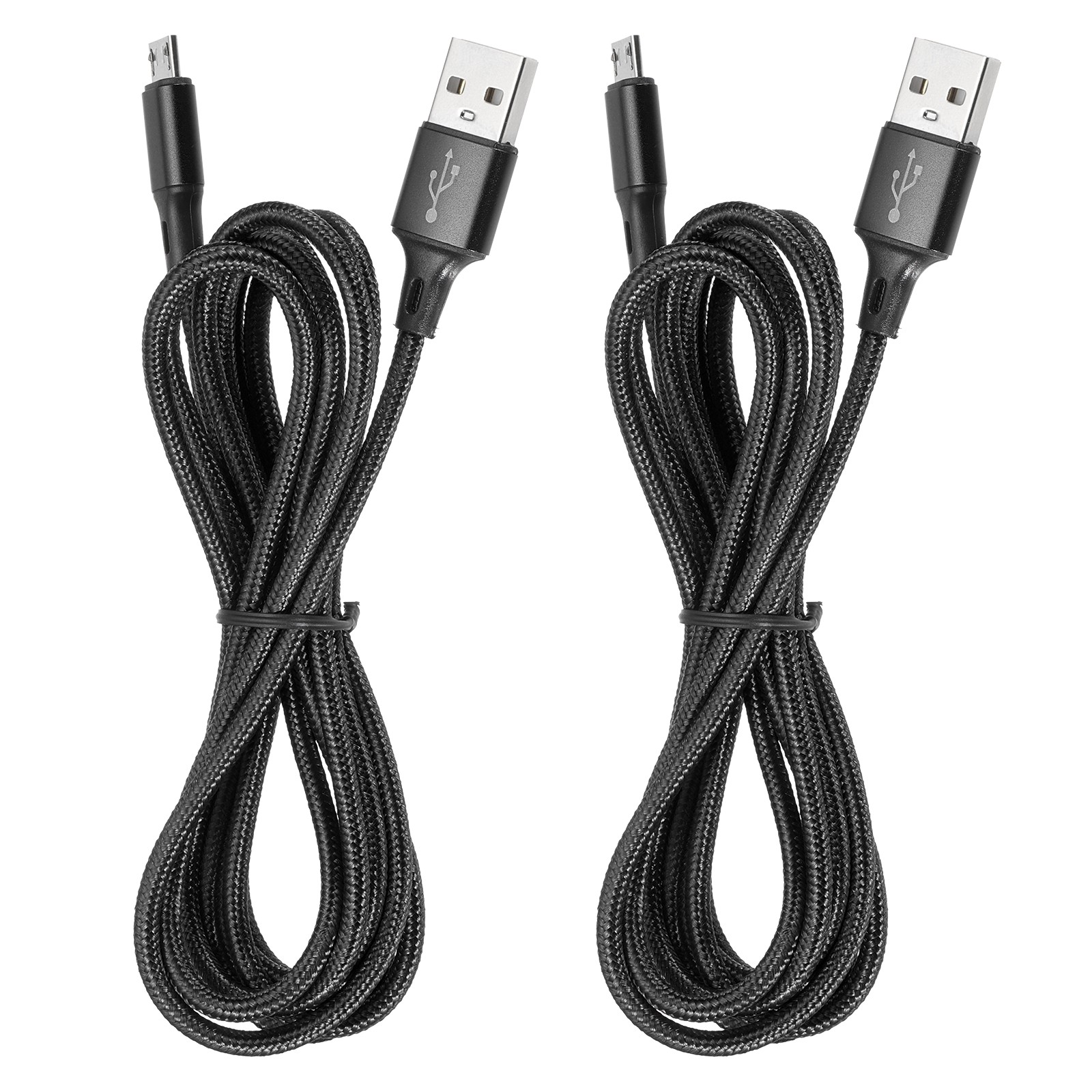 2Pcs Controller Charger Cable, 6Ft USB A to Micro USB Fast Charging Cable, Black