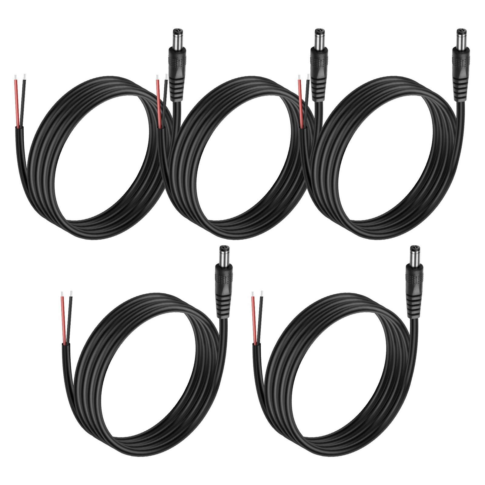 5Pack DC 5.5mm x 2.5mm Plug to Bare Wire Open End Power Wire Supply 5521 Pigt...