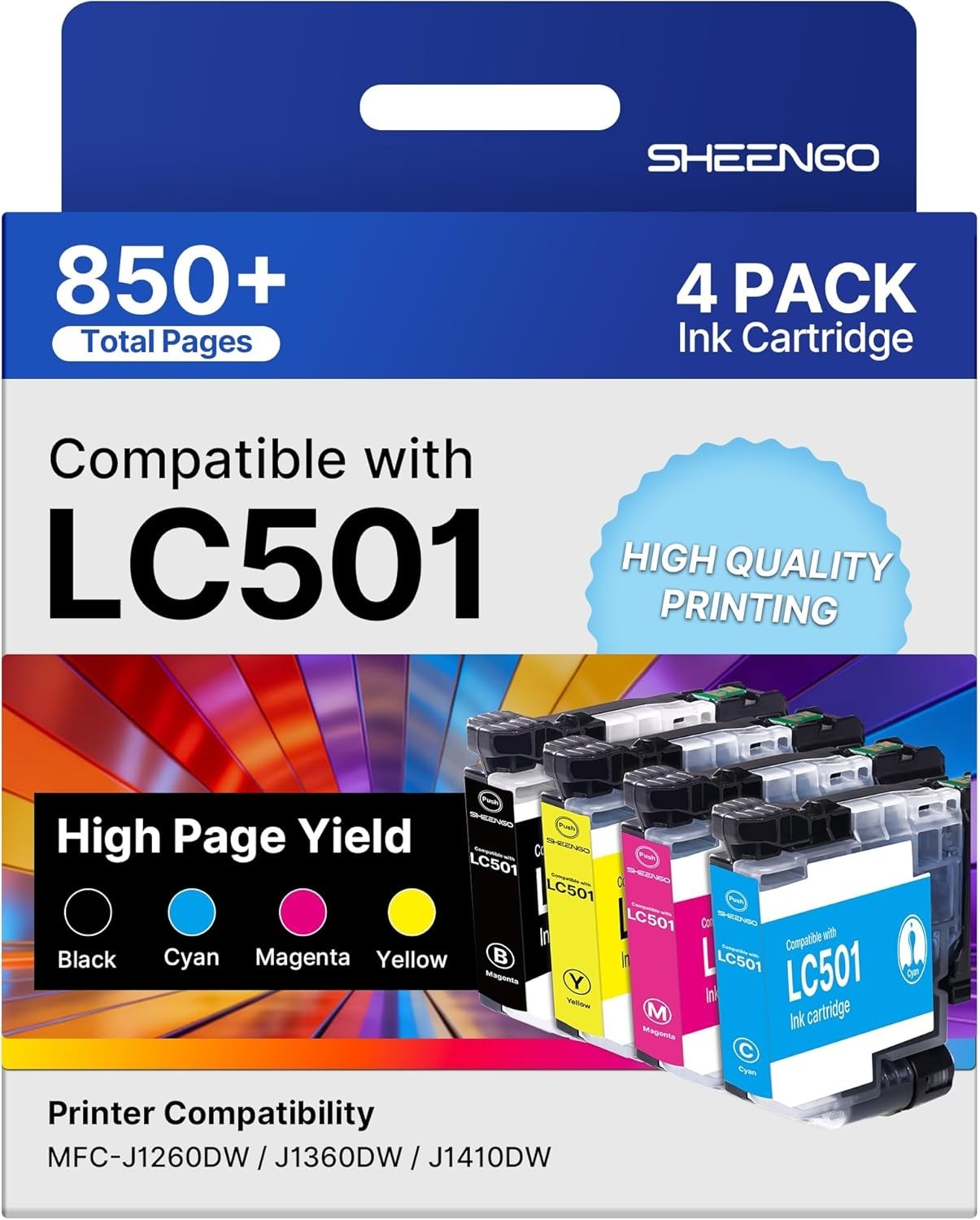 4PK LC501 Ink Cartridges for Brother MFC-J1260DW MFC-J1360DW MFC-J1410DW