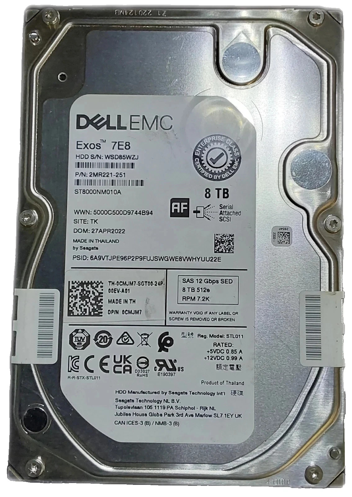 Dell Exos ST8000NM010A 8TB 3.5" SAS HDD 0CMJM7 Seagate ST8000NM010A