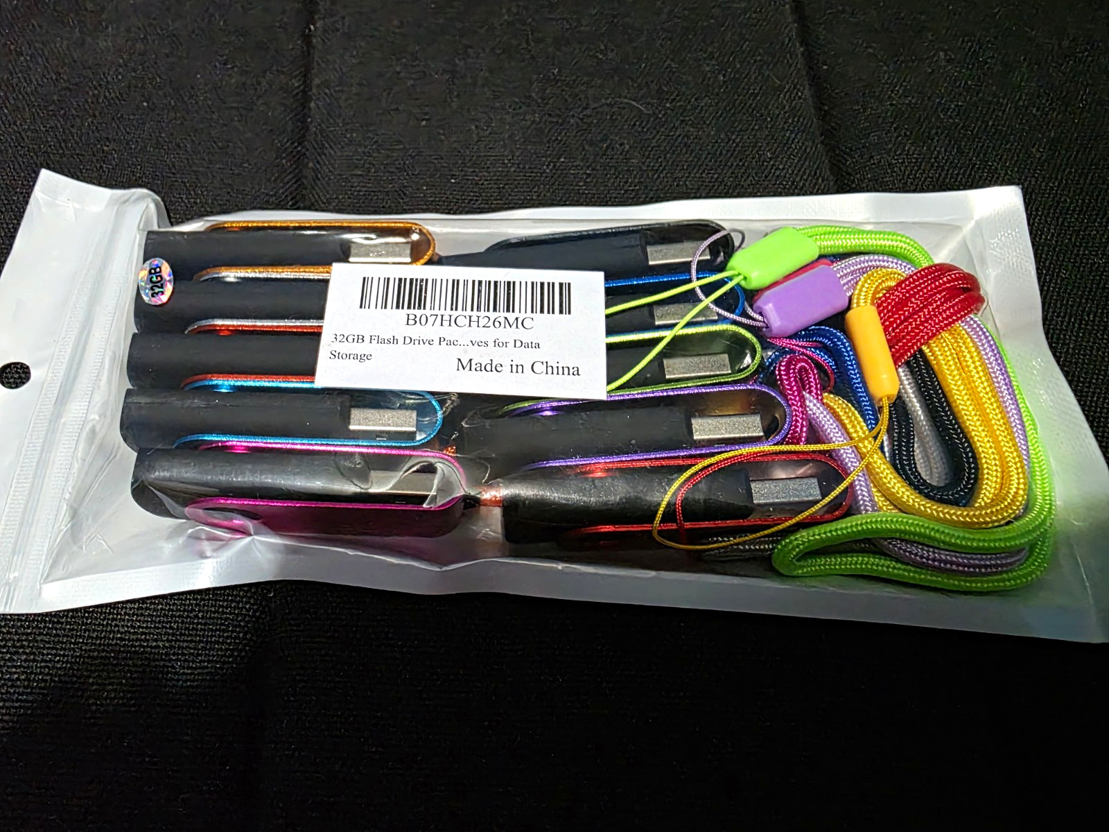 Pack of 10-32GB USB 2.0 Flash Drives Multicolor with Keyring Lanyards