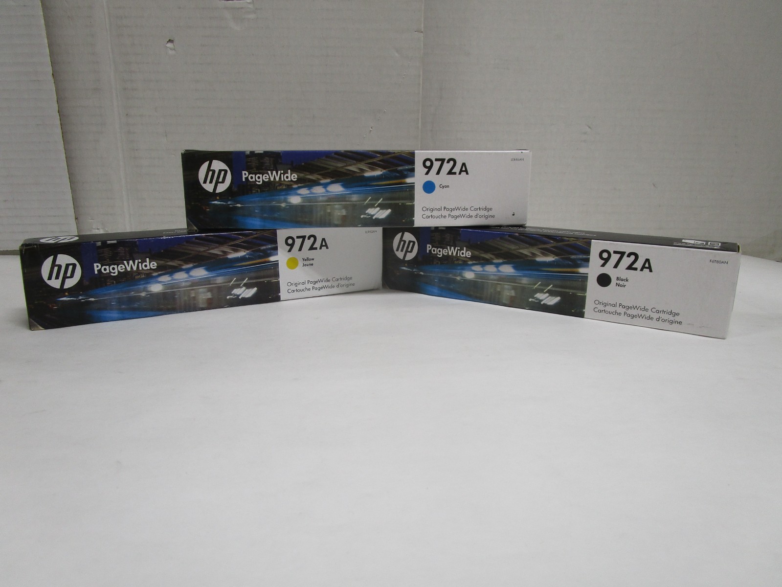 HP 972A PageWide Genuine Ink Cartridges Black Cyan Yellow 2020 LOT OF 3 LOR86AN