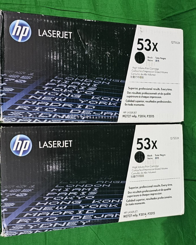 LOT OF 2 NEW OEM SEALED HP LASERJET TONER CARTRIDGES Q7553X BLACK