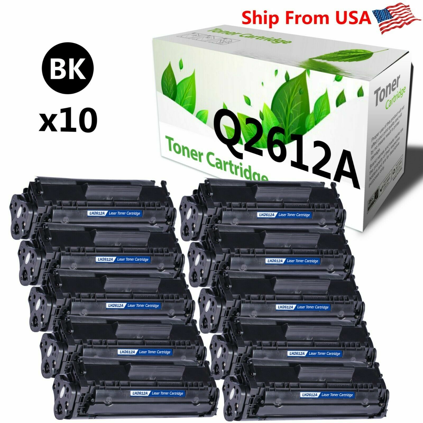 10 PK (Black) Q2612A 2612A Toner Cartridge for 1022 1020 1022NW 3055MFP