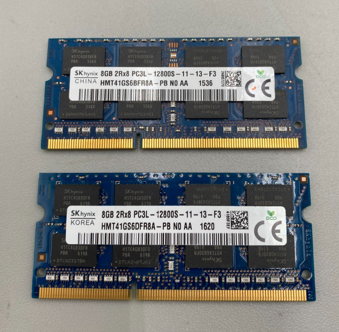 Lot Of 2 SK Hynix DDR3 8GB Each (2 x 8GB = 16GB) PC3 1600MHz Memory Blue B/Small