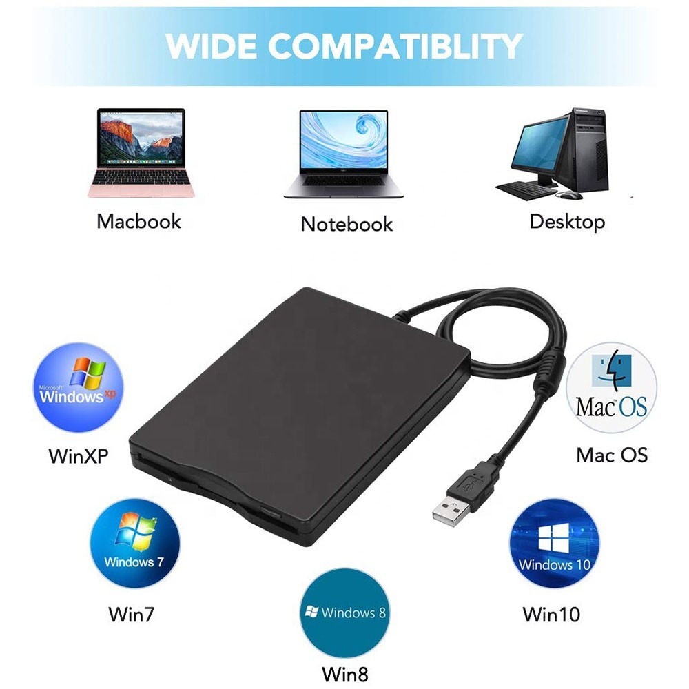 3.5 inch USB 2.0 Portable External Floppy Disk Drive 1.44Mb Reader FDD PC Laptop