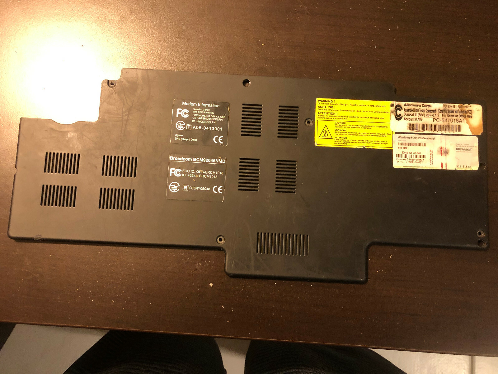 Alienware M9750 M9700 M17-R1 Bottom Cover Casing
