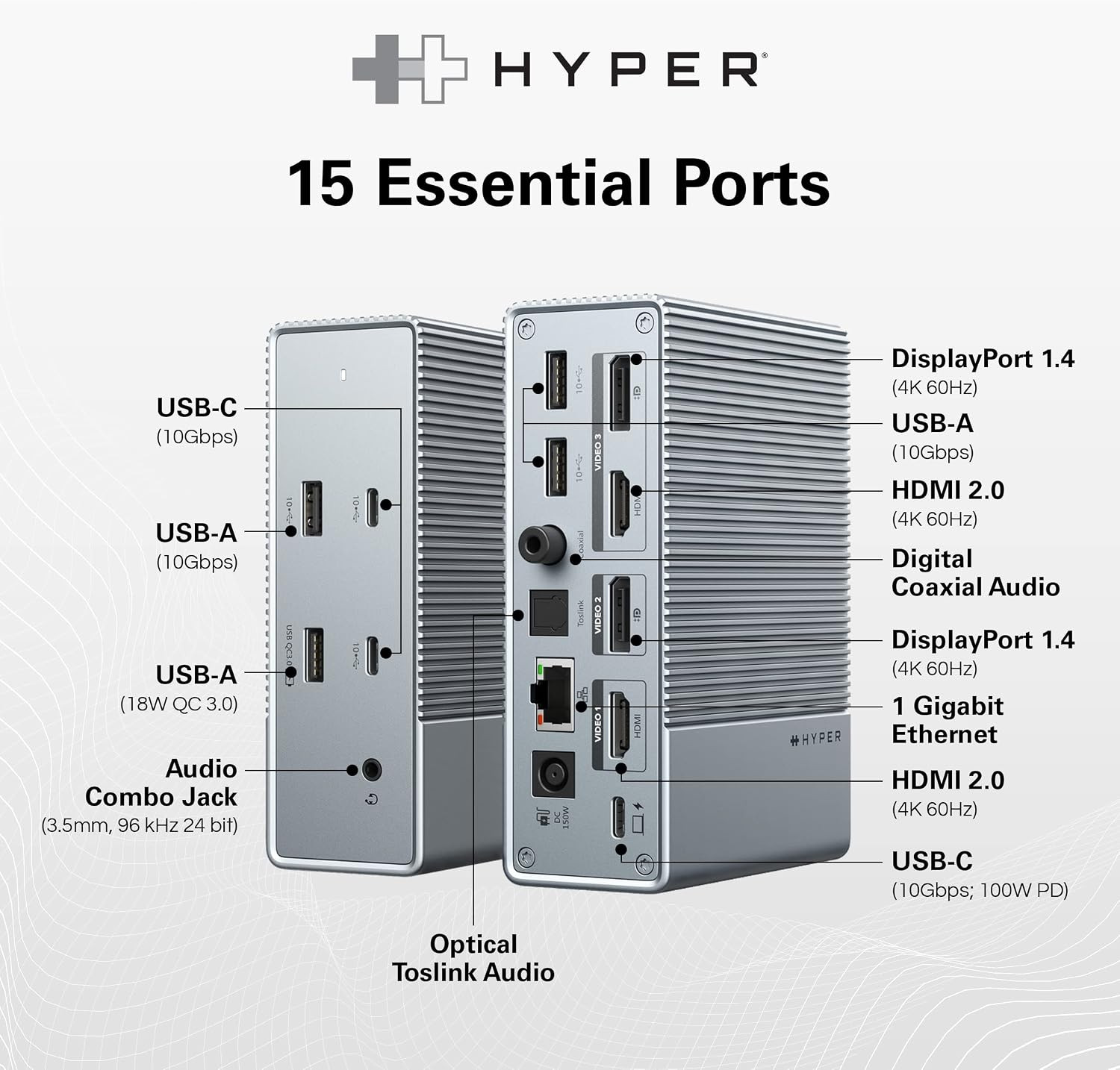 Hyper Drive - Gen2 USB-C Hub - 18 ports - Media HUB Docking Station