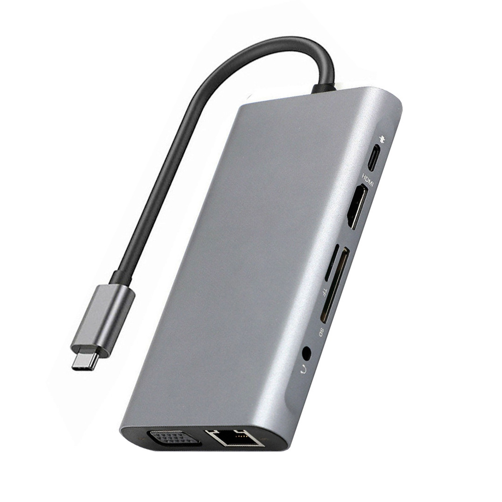 10 in 1 USB Hub Charging Dock Type C HDMI VGA TF RJ45 PD Multi Port Adapter M