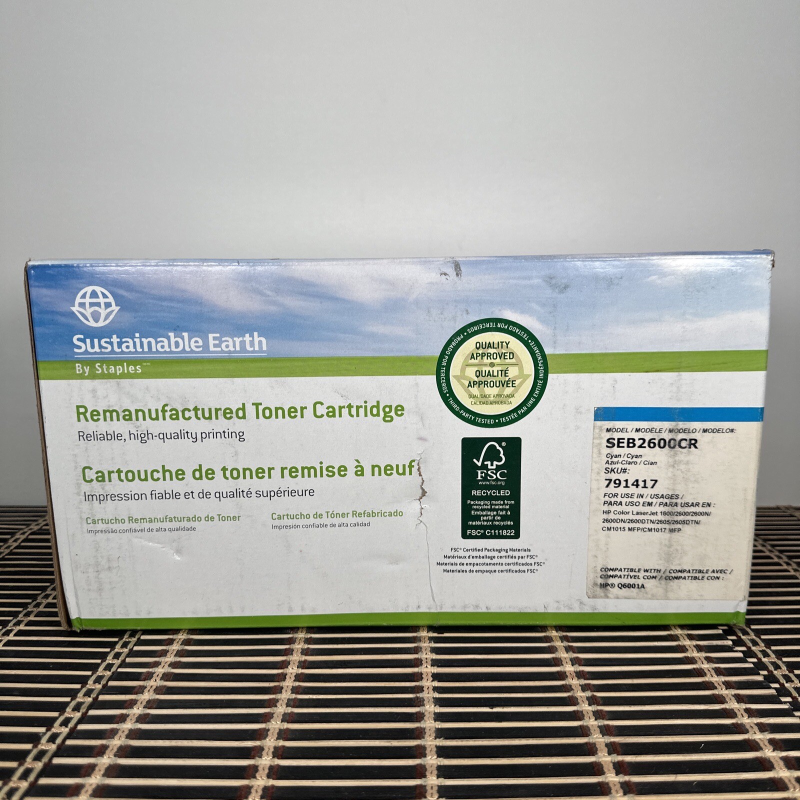 Staples Sustainable Earth SEB2600CR Reman Toner Cartridge For HP Q6002A Cyan