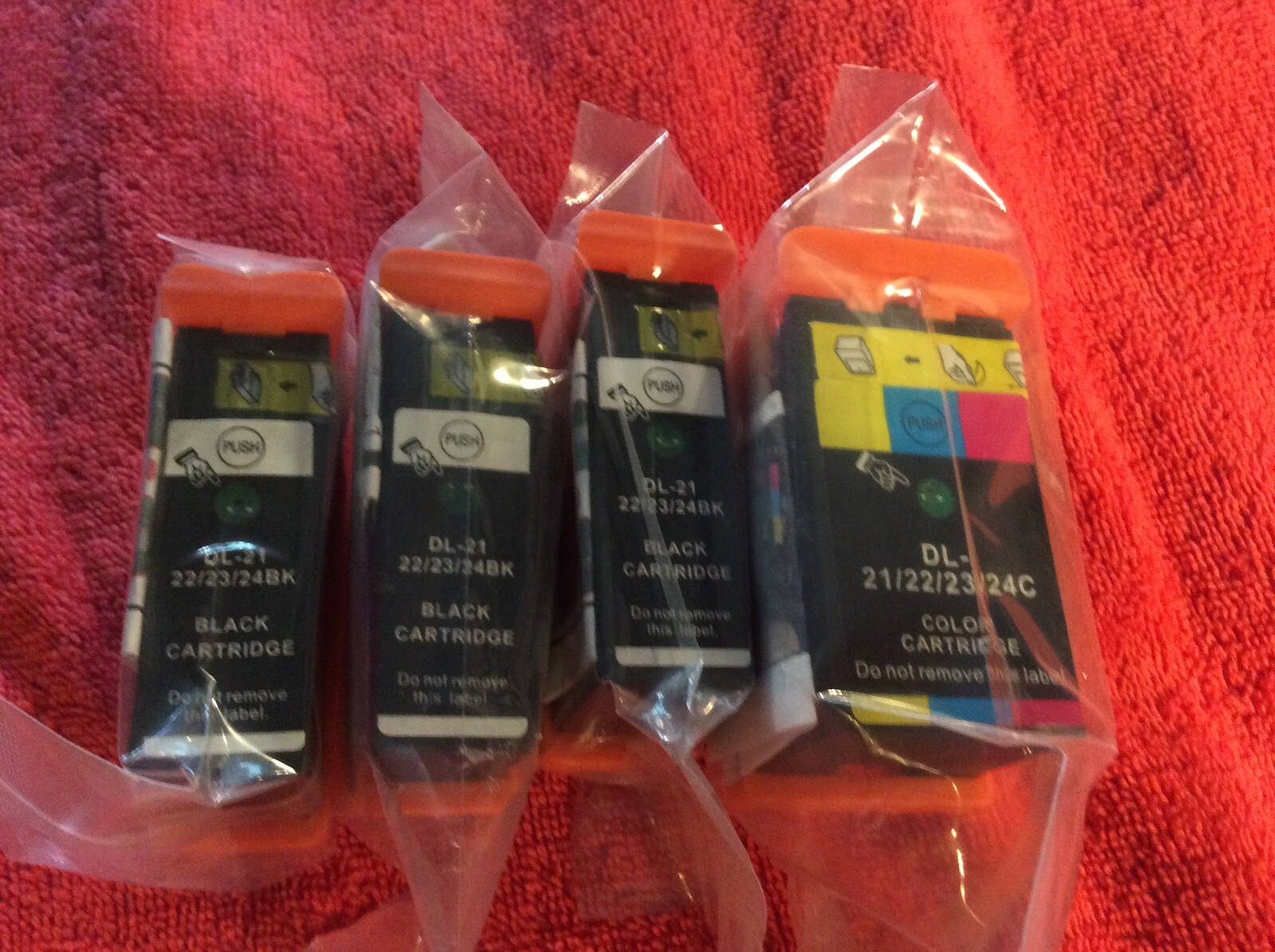 LOT OF 4 DL-21 22 / 23 / 24 BK BLACK COLOR CARTRIDGE BRAND NEW SEALED