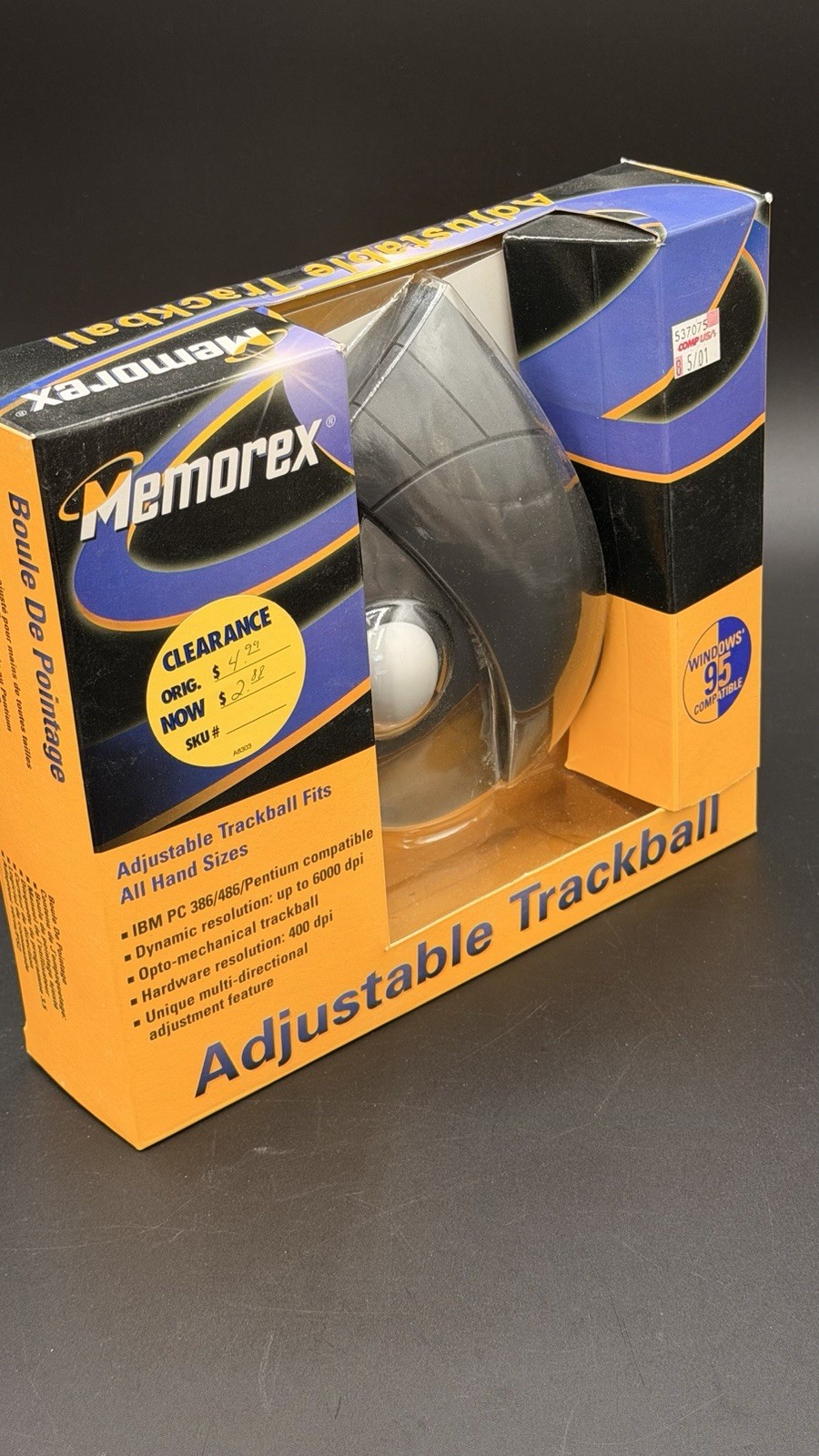 Vintage Memorex Adjustable Trackball Mouse PC Windows 95 PS/2 New
