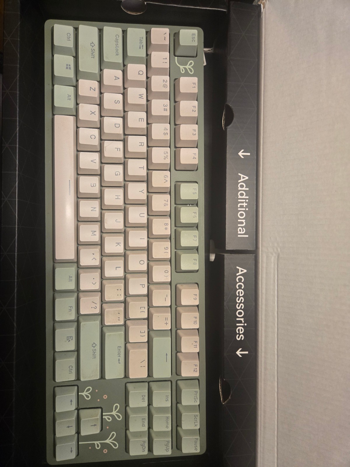 Massdrop / Drop CTRL keyboard with Jade Switches, Wired Mint Green Plant Design