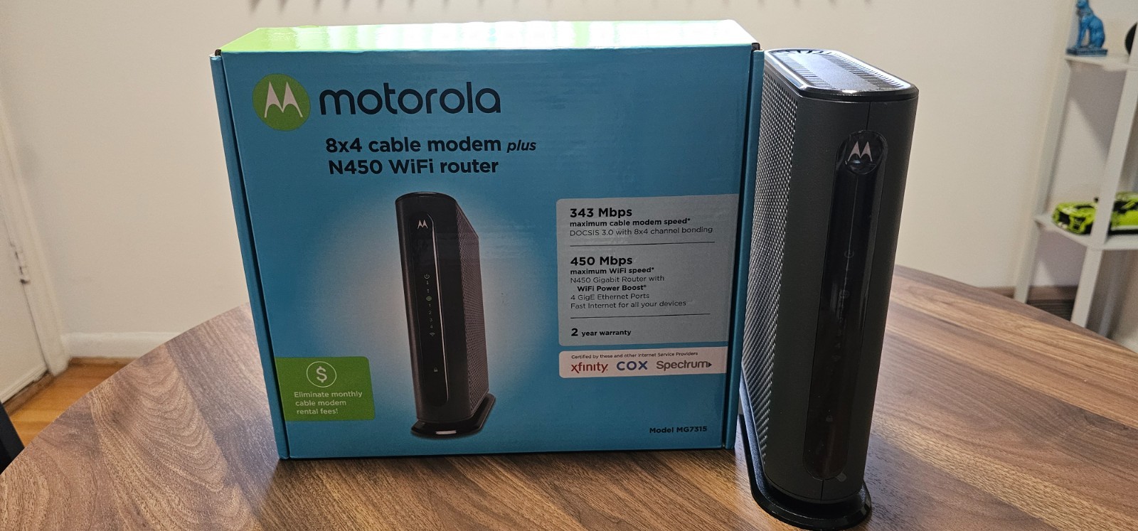 Motorola MG7315 DOCSIS 3.0 Cable Modem + N450 WiFi Router Combo