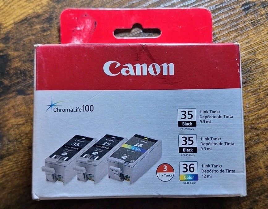 Canon ChromaLife 100 Genuine Black & Color New Sealed 3 Pack Ink 35-35-36