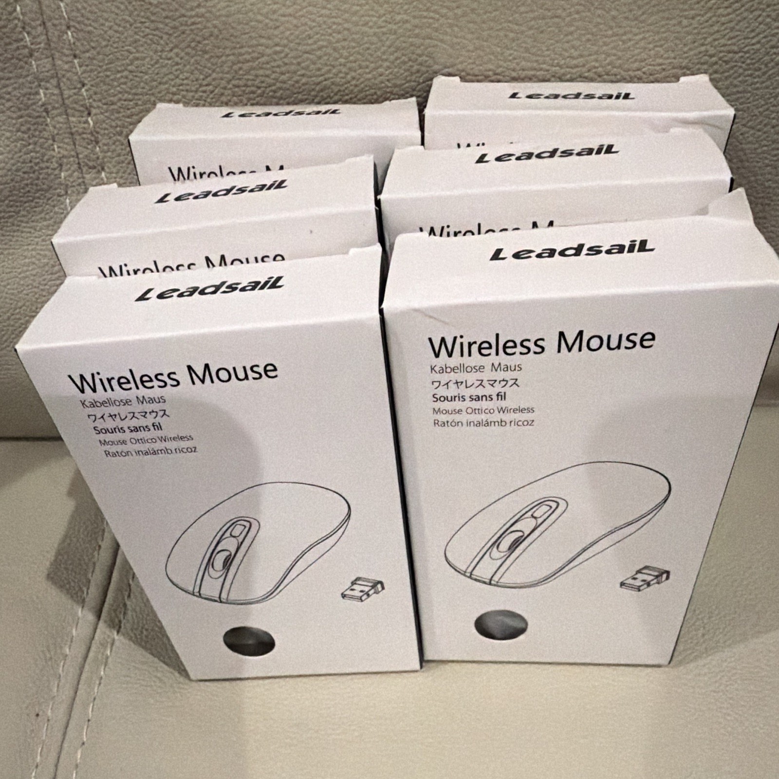 Leadsail LX-001-1 Wireless Optical Mouse Black USB Receiver Adjustable Lot of 6
