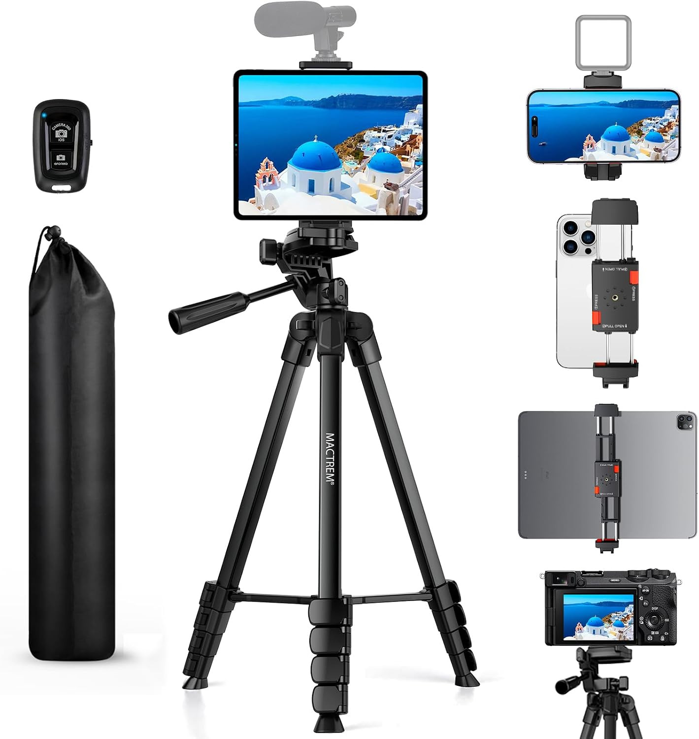 67" Ipad Tripod Stand for Tablet Phone Camera with Remote Mount