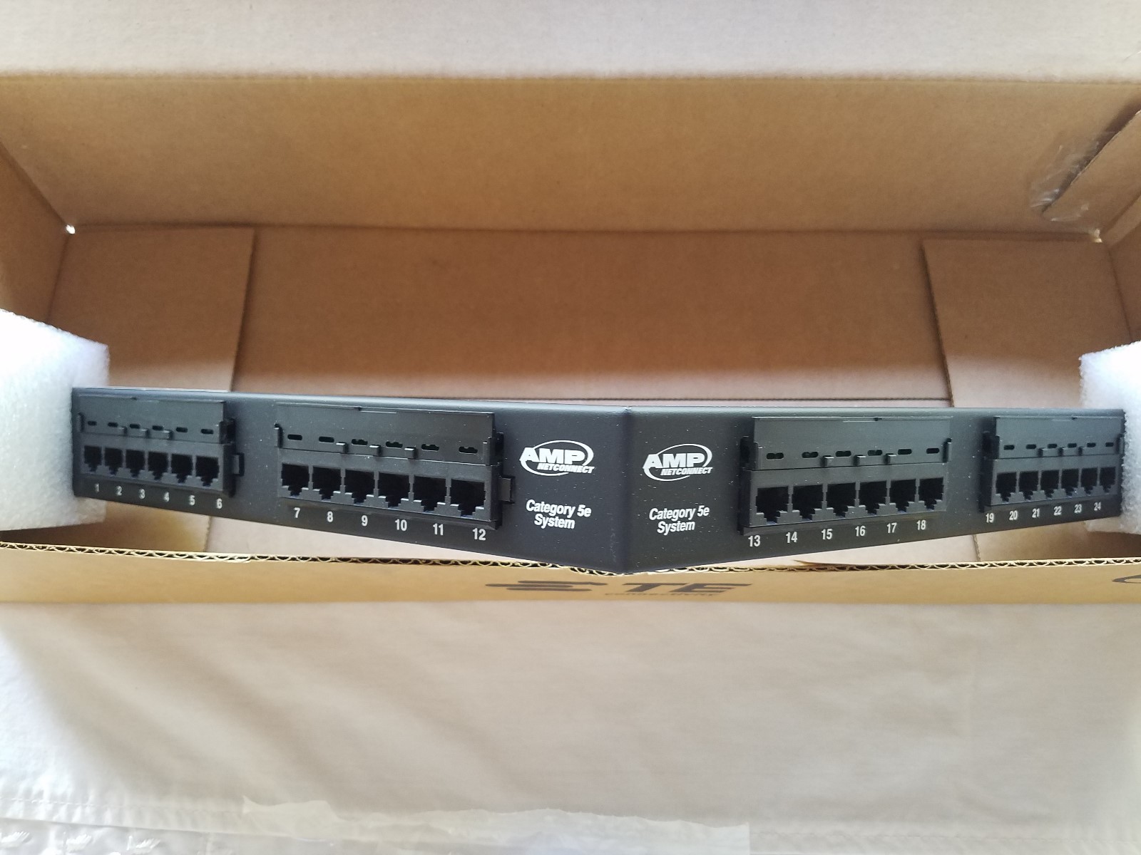 Category 5E Angled 24-Port LOADED 110-Mod 8W8P 1499604-1 AMP - Black - NEW