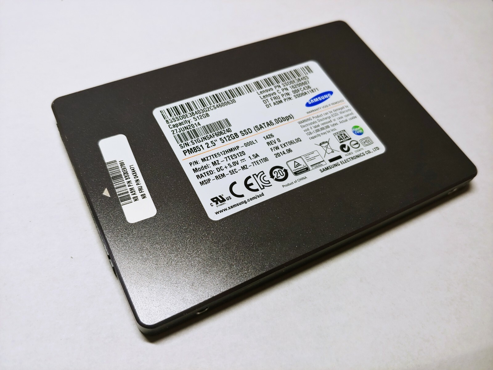 Samsung PM851 512GB,Internal,2.5" (MZ7TE512HMHP-000L1) SSD 6.0Gbps 