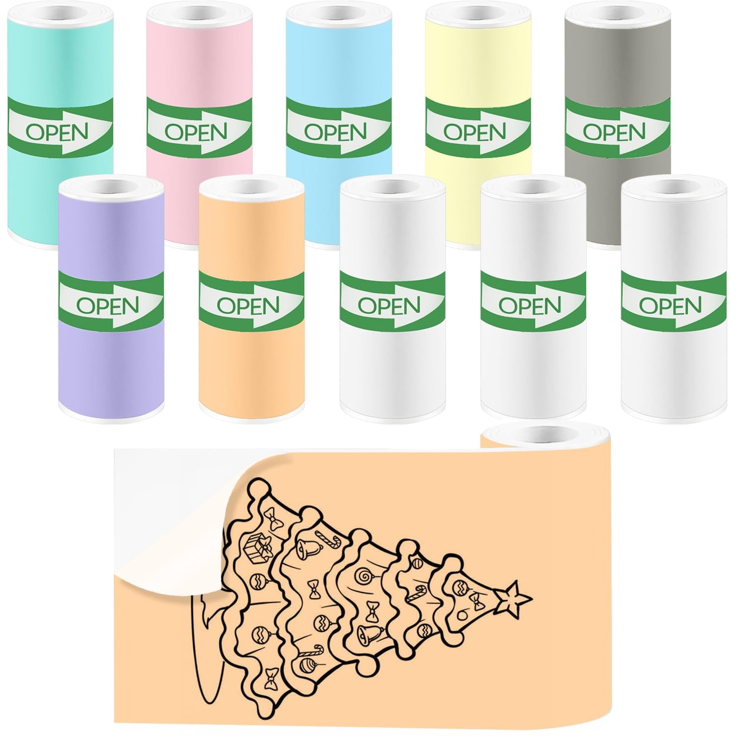10 Rolls Colorful Mini Thermal Printer Sticker Paper, 57x25mm, High-Contrast ...