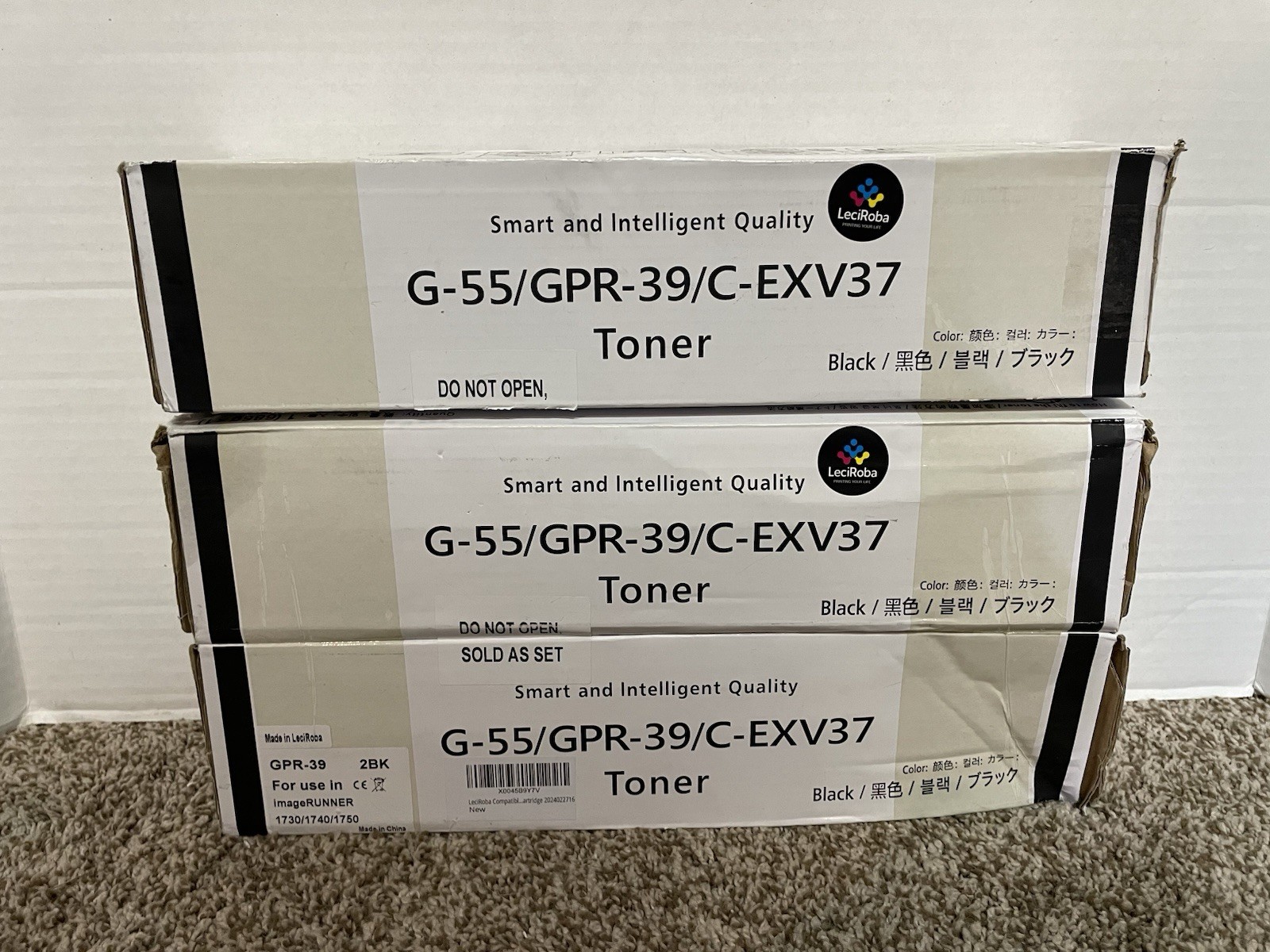 3X Toner Cartridge Black G-55/GPR-39/C-EXV37 For Use imageRUNNER 1730 1740 1750