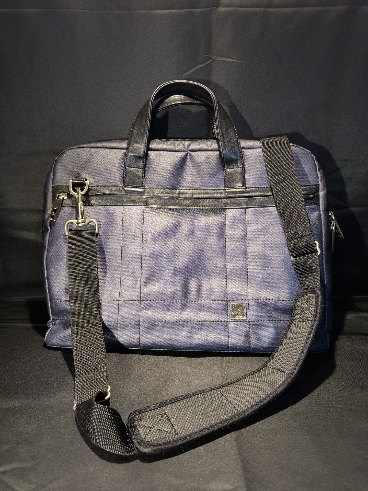 Knomo London Womens 14" Laptop Briefcase Crossbody Bag Blue Ext Yellow Interior