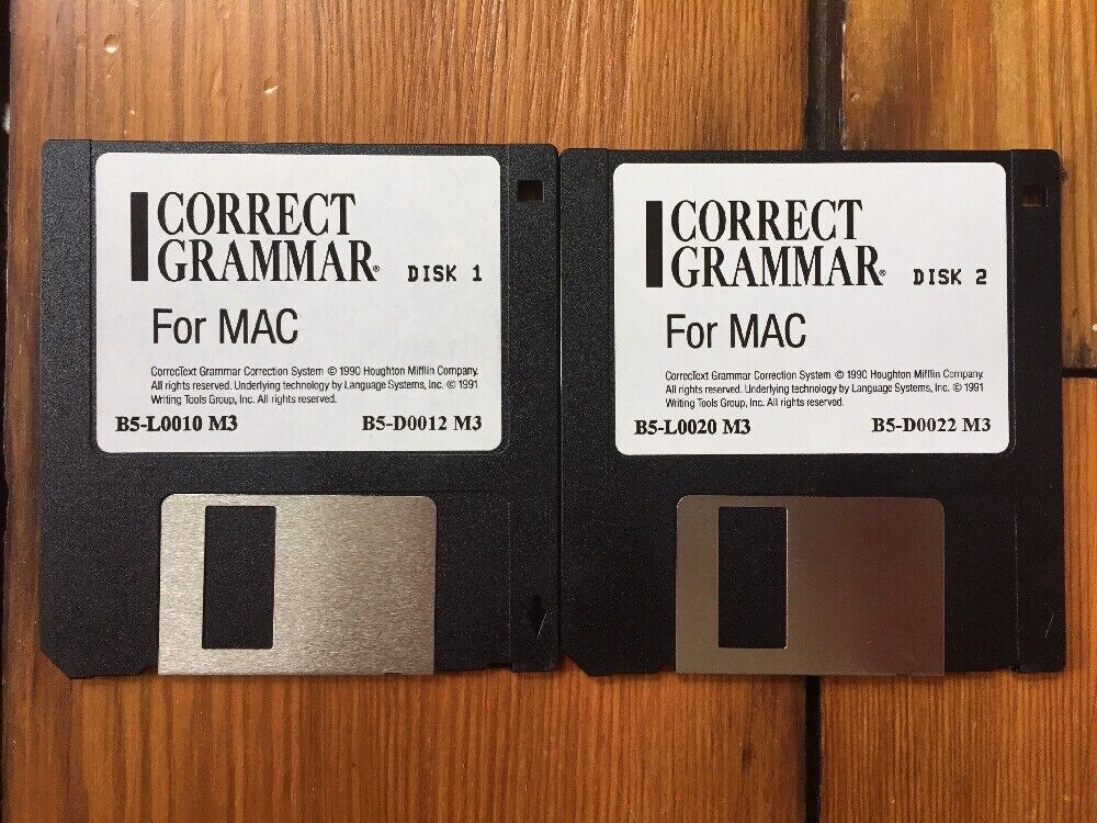 Vintage 1990 Correct Grammar 3.5 Floppy Disk Installation Software Mac Macintosh