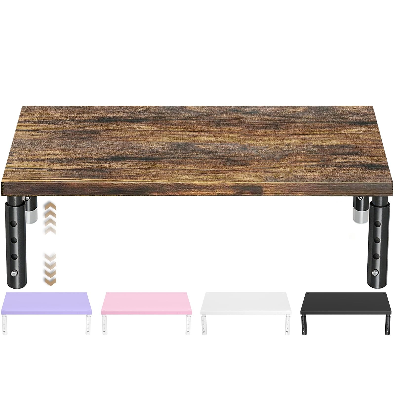 ECOLOVI Adjustable Wood Computer Monitor Stand Riser, Office Desk Organizer and