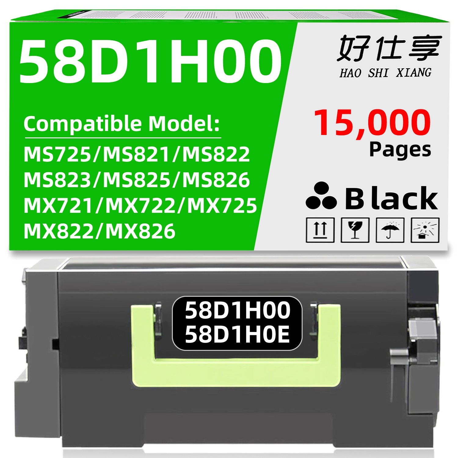 58D1H0E Toner Cartridge Compatible for Lexmark MX721 MX722 MX725 MX822 MX826