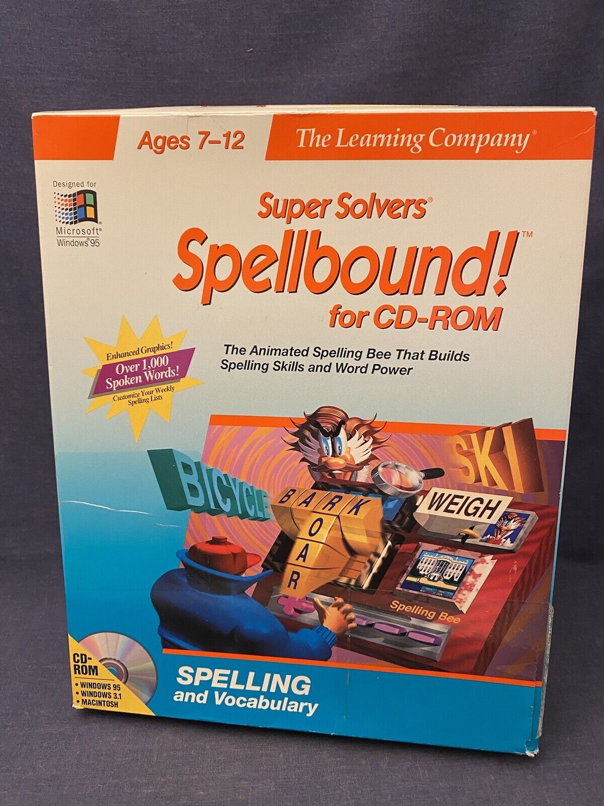 1996 Big Box Computer Game Super Solvers SPELLBOUND CD-ROM Win 95 3.1 Mac Learn