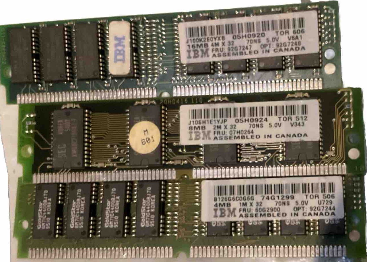 IBM 16MB Simm & 8MB SIMM & 4MB 70NS 5.0 One Of Each See Photo