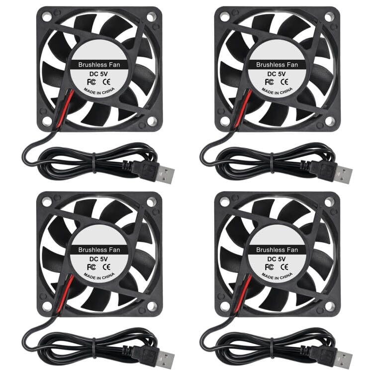 4pcs 6010 Fan 60x60x10mm DC 5V 60mm x 10mm Brushless Cooling Fan, Bearing 60m...