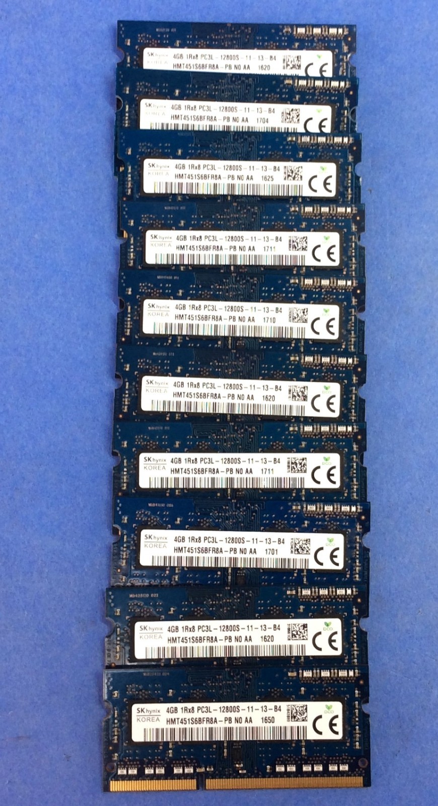 40GB (10 x 4GB) SK Hynix 4GB 1RX8 PC3L-12800S-11-13-B4 Laptop Memory