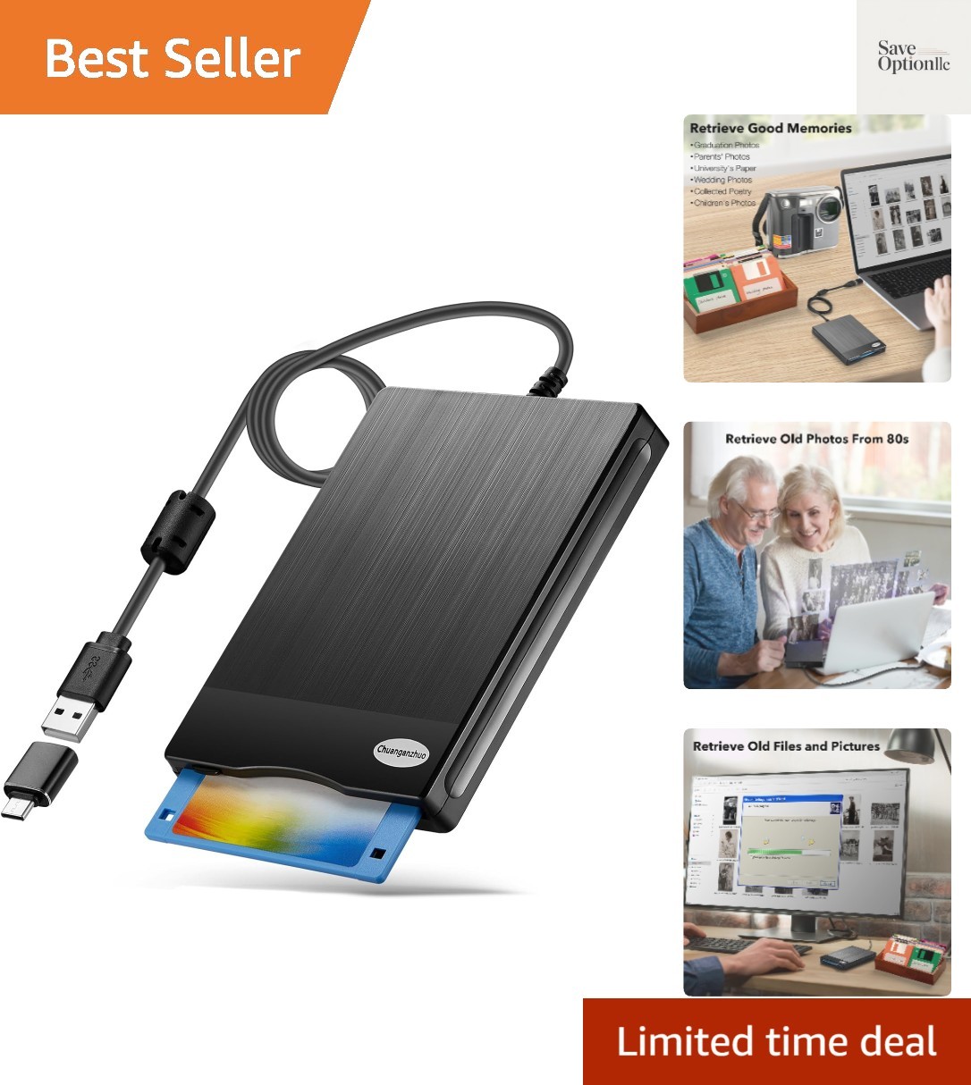 Portable 3.5 Inch Floppy Disk Drive for Windows 11/10/8/7 - Stylish and Compact