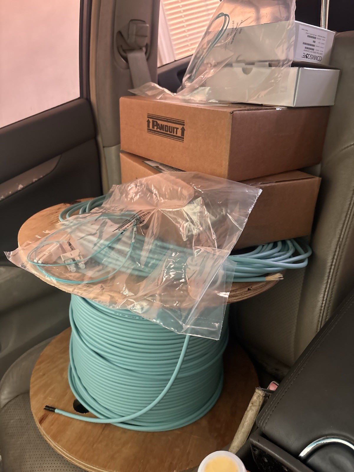 600FT 12-Strand OM3 Fiber Cable + CommScope Qwik-Fuse + Panduit Cat5e Lot