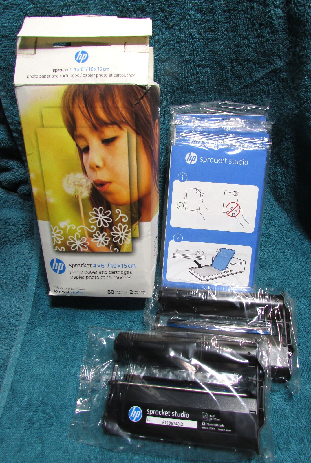 HP Sprocket Studio 4x6" PHOTO PAPER +2 CARTRIDGES missing few sheets photo paper