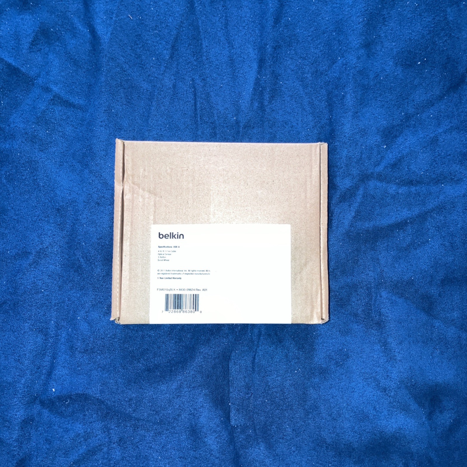 Belkin F5M010QBLK Wired USB 3 Button Optical Mouse with 5ft Cord Black Brand New