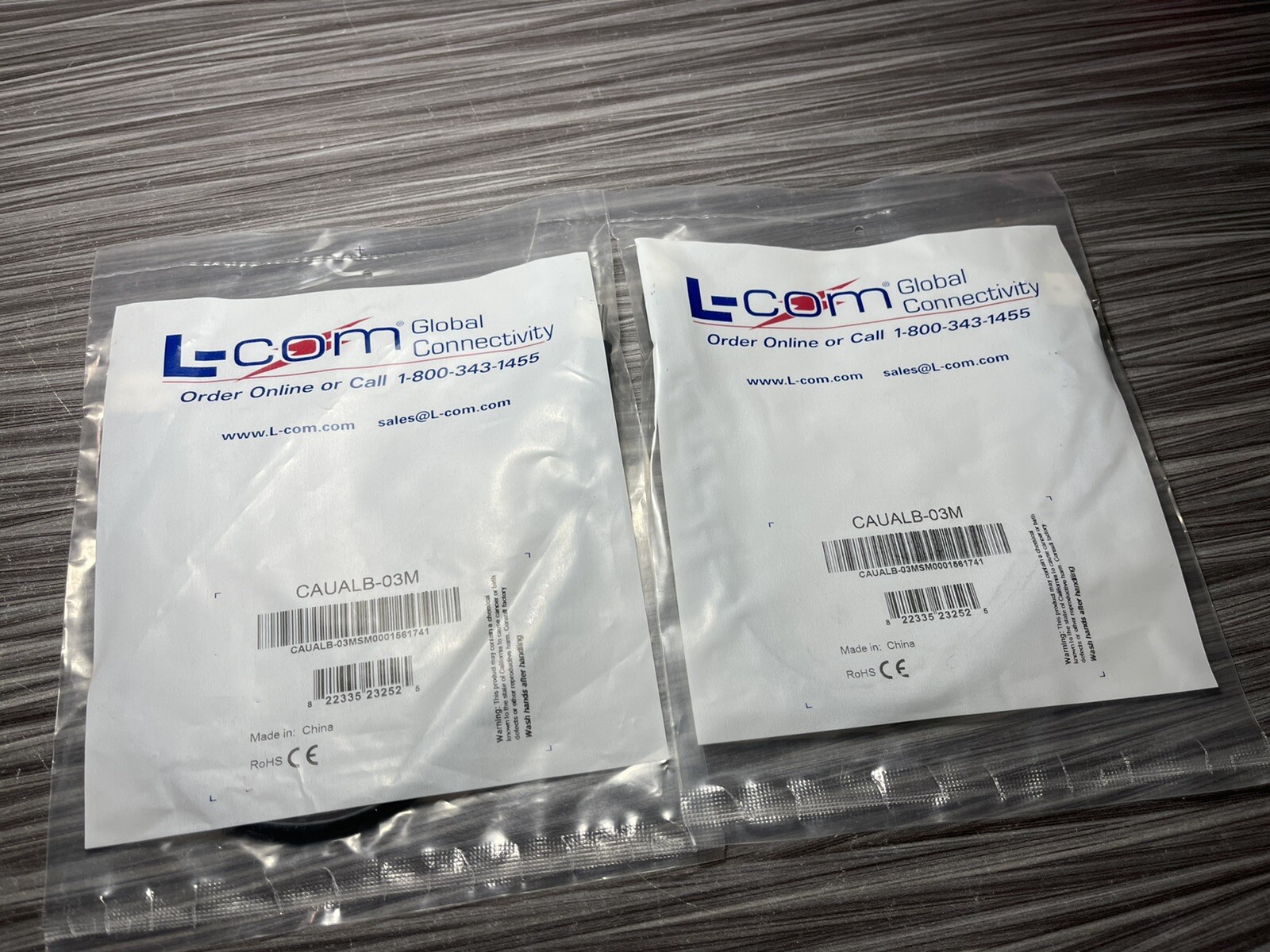 2 PCS L-com USB CAUALB-0.3M CABLE, Latching(stays connect) A Standard B-0.3 M
