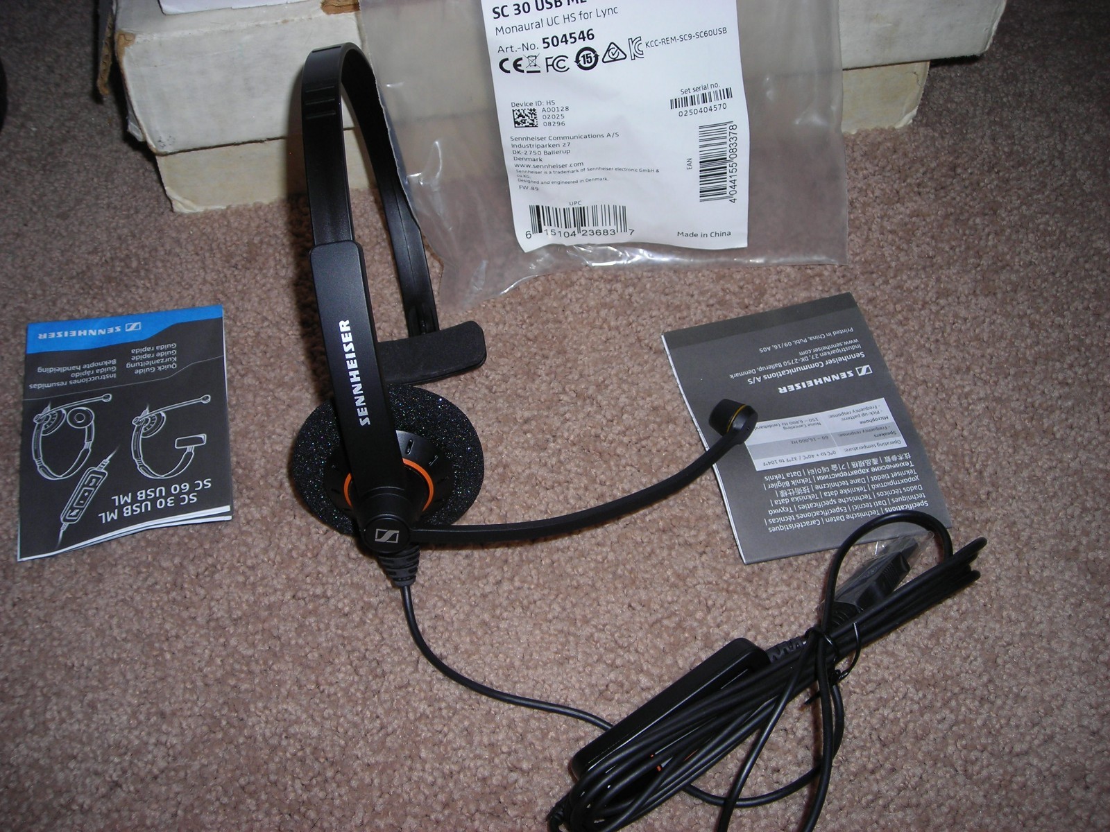 NEW SENNHEISER SC30 USB ML MONAURAL UC FOR MICROSOFT LYNC HEADSET WIRED 504546