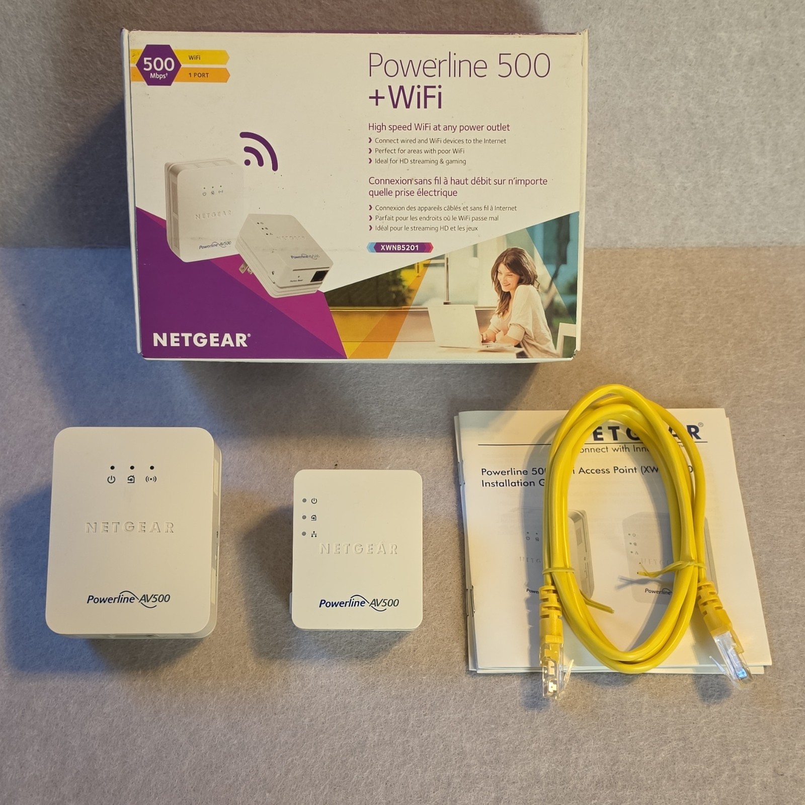 NETGEAR Powerline 500 + WiFi AV500 500Mbps 2-Adapter Kit WPS Ethernet