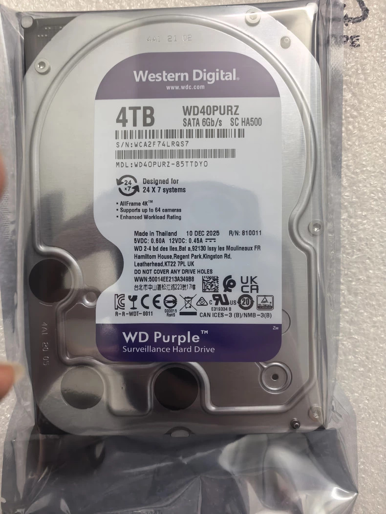 FOR Western Digital 4TB WD40PURZ Purple SATA 6Gb/s 3.5" Hard Drive