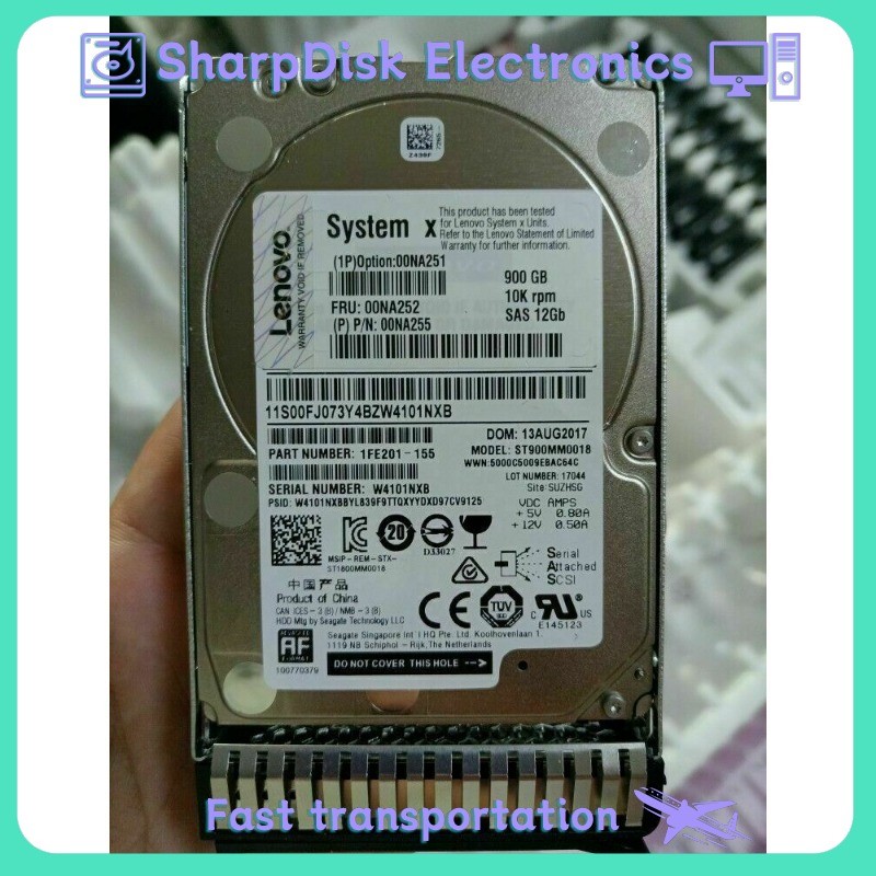 FOR FIT IBM/LENOVO 00NA252 00NA251 00NA255 900GB 10K 12Gbps G3HS 2.5" SAS HDD