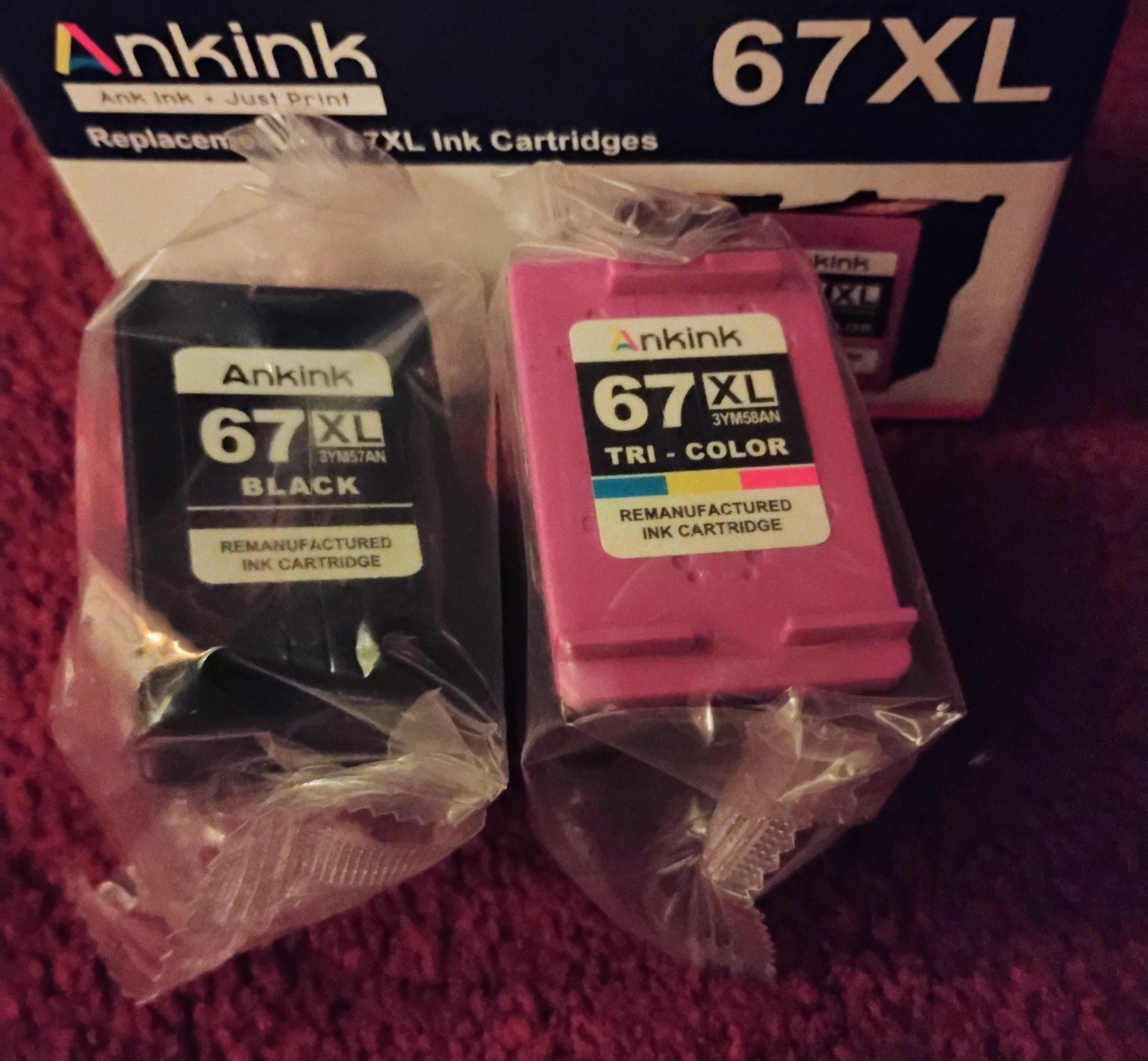 Ankink 67XL Black Ink Cartridge & Tri-Color Higher Yield (2 Pack) Best Value CIB