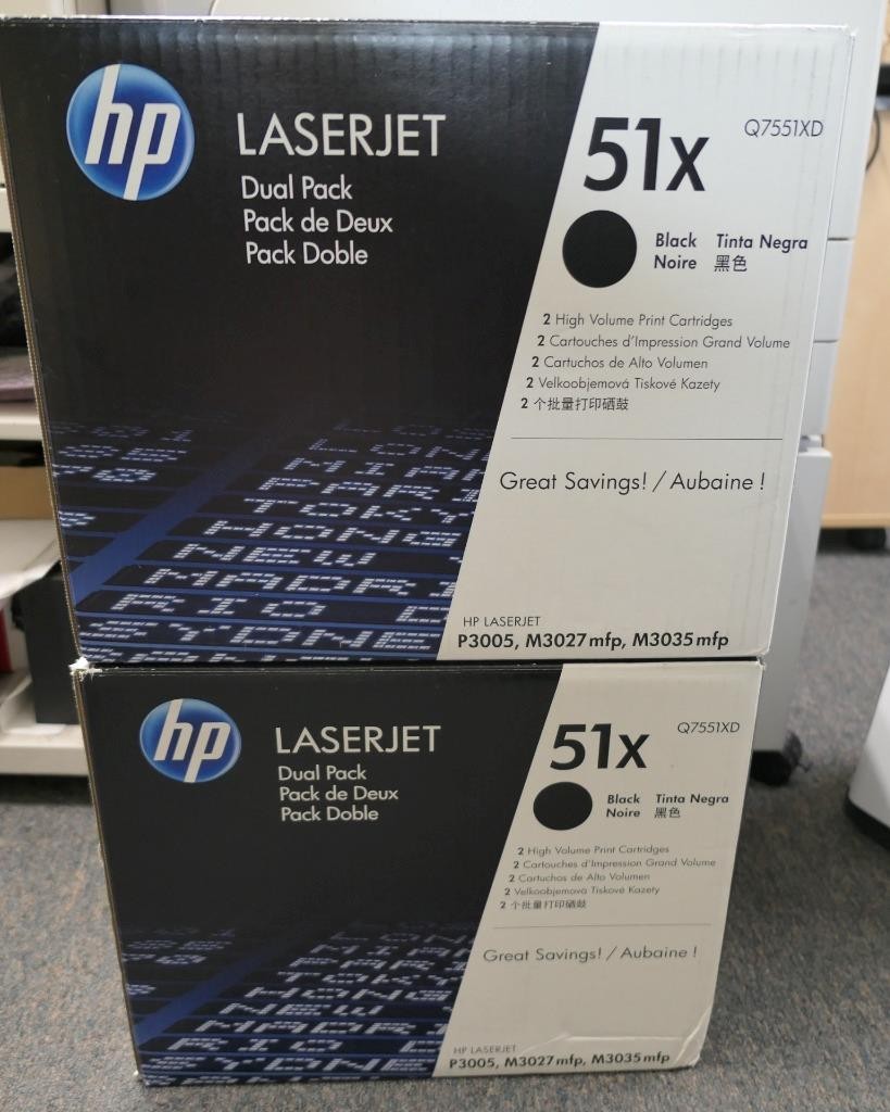 Lot of Qty 2 Genuine HP 51X Dual Packs Q7551XD OEM HP Toners NEW Sealed