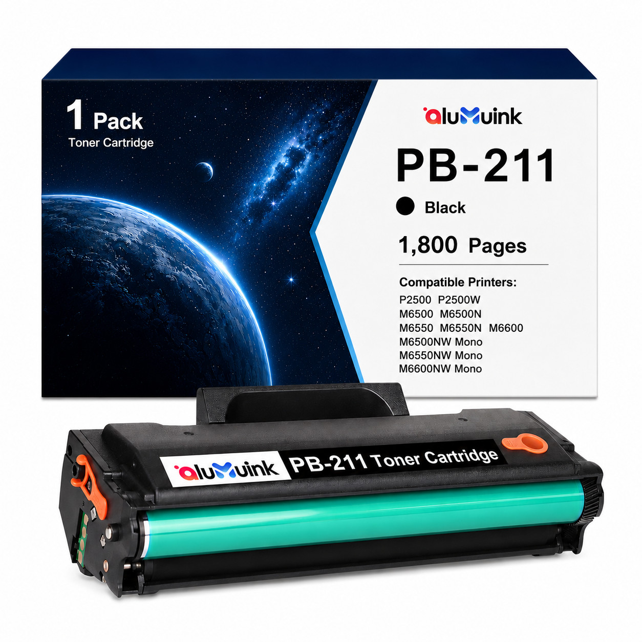 Black PB-211 Toner 1-Pack replacement M6552NW M6550NW M6600NW M6602NW P2502W