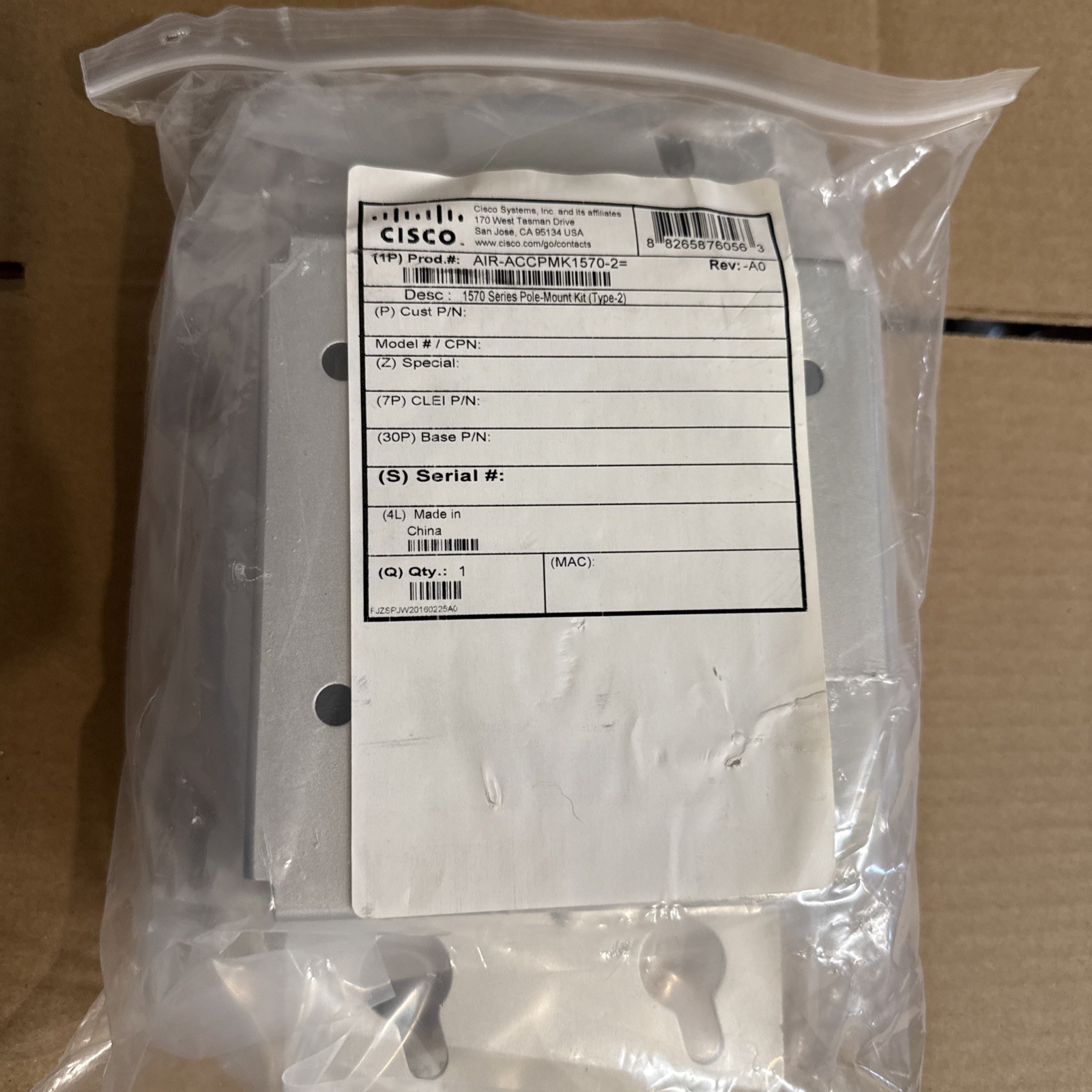  Genuine New Cisco Aironet 1570 Series Pole Mount Kit Type 2 AIR-ACCPMK1570-2= 