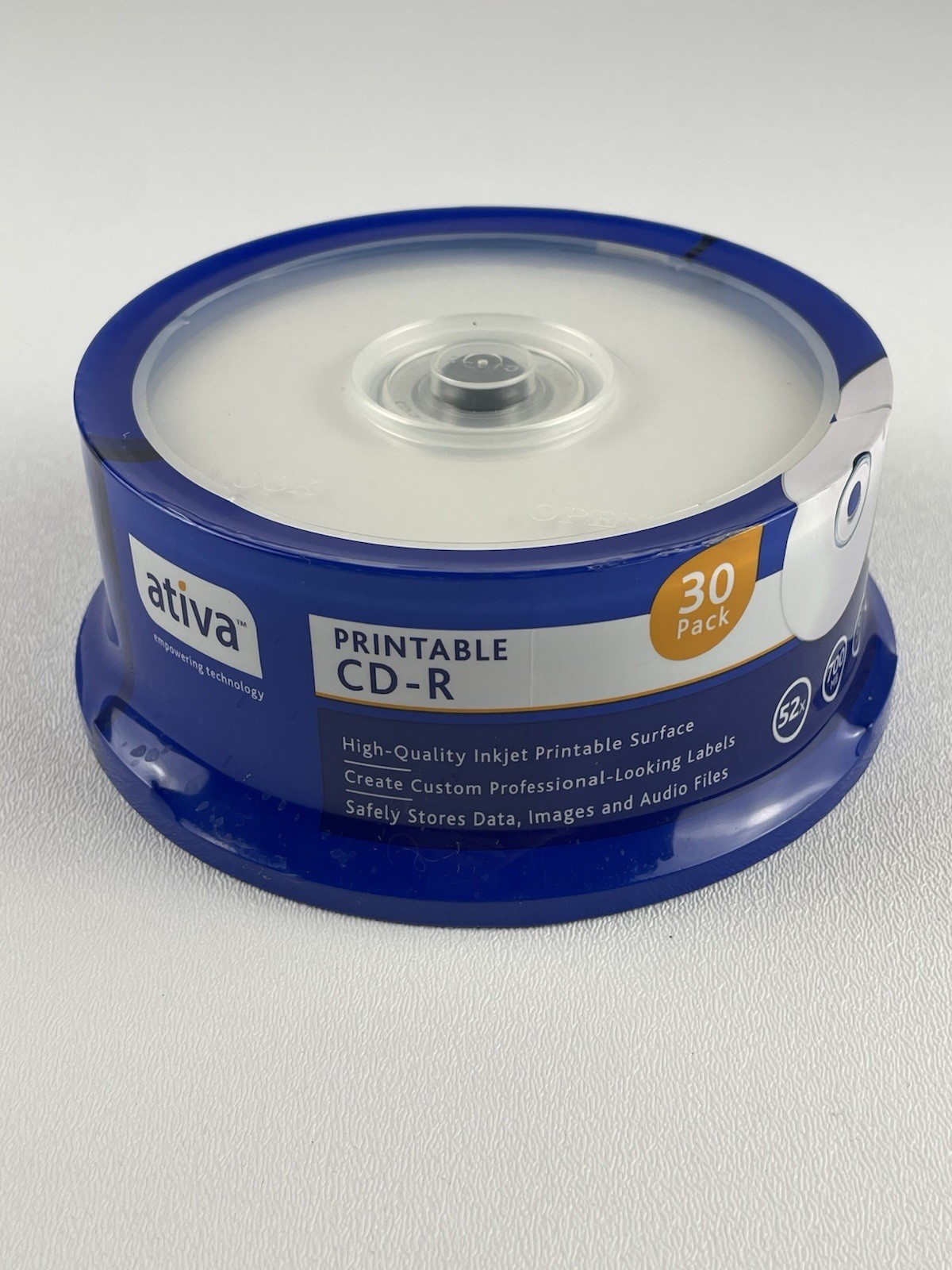 Ativa Printable  CD-R 52X 700MB 80 MIN- 30 Pack Brand New Sealed Spindle