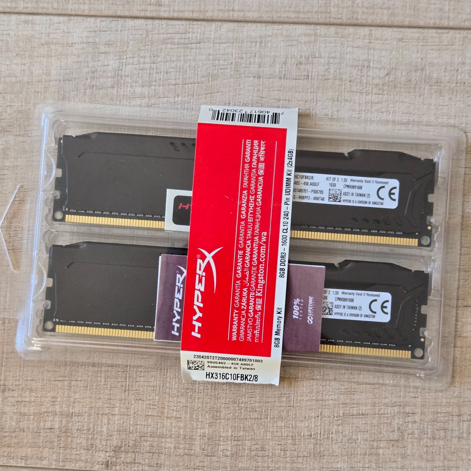 Kingston HyperX Fury 8Gb 2x4gb PC3-12800 DDR3 Desktop RAM HX316C10FBK 2/8