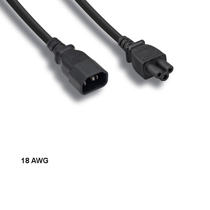 KNTK 3 ft 18 AWG 3 Prong Power Cable Cord IEC-60320 C14 to C5 10A/300V SJT Black